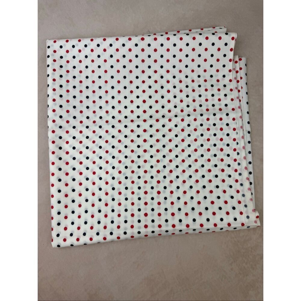 Vintage Fabric Polkadot Navy and Red 45x45” Kitschy